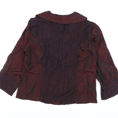 Jorli Women’s Brown Embroidered Tunic Blouse Size 14 3/4 Sleeve