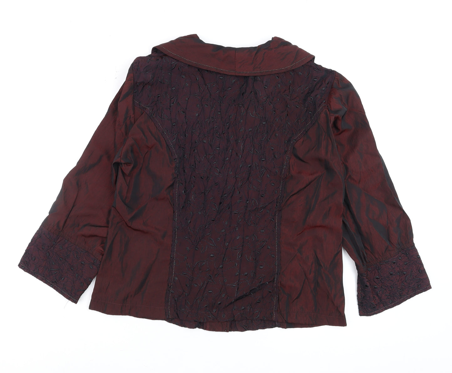 Jorli Women’s Brown Embroidered Tunic Blouse Size 14 3/4 Sleeve