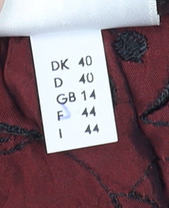 Jorli Women’s Brown Embroidered Tunic Blouse Size 14 3/4 Sleeve