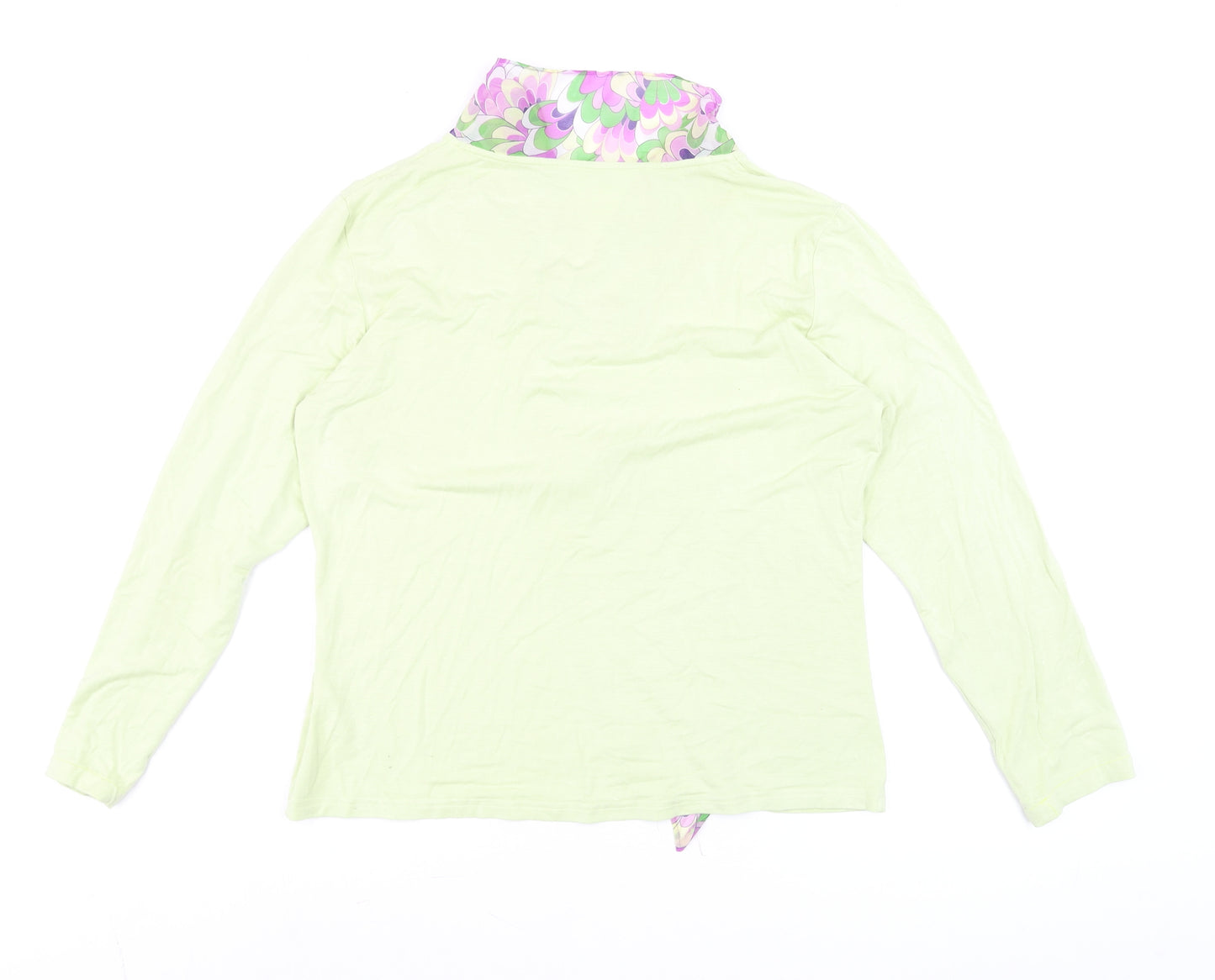 Rodier Women’s Green Long Sleeve V-Neck Blouse L Stretch Jersey