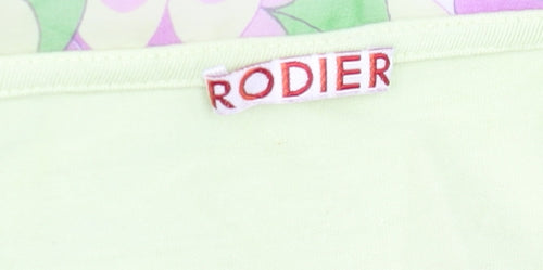 Rodier Women’s Green Long Sleeve V-Neck Blouse L Stretch Jersey