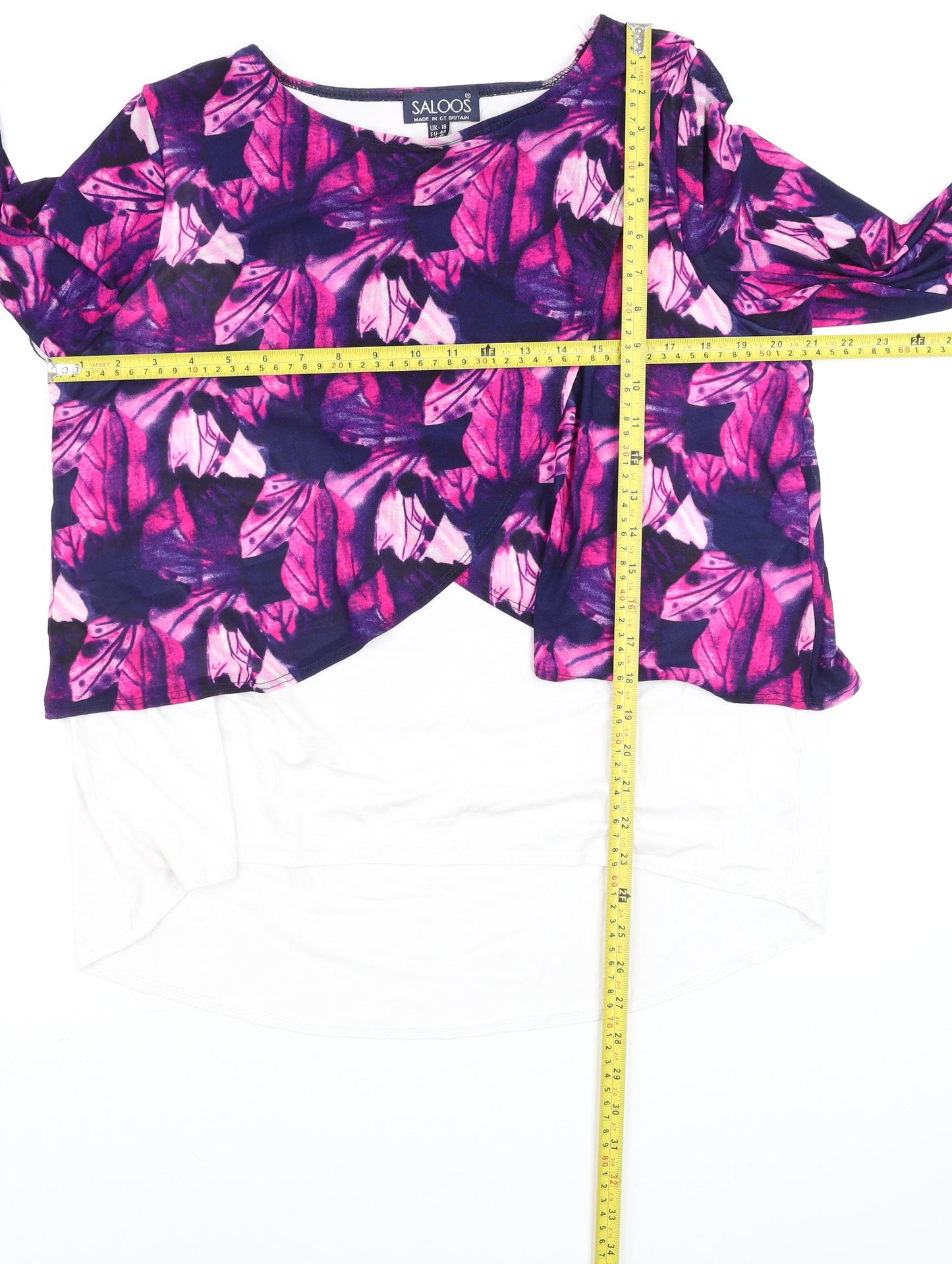 Saloos Women’s Multicoloured Floral Tunic Blouse UK 18 Long Sleeve