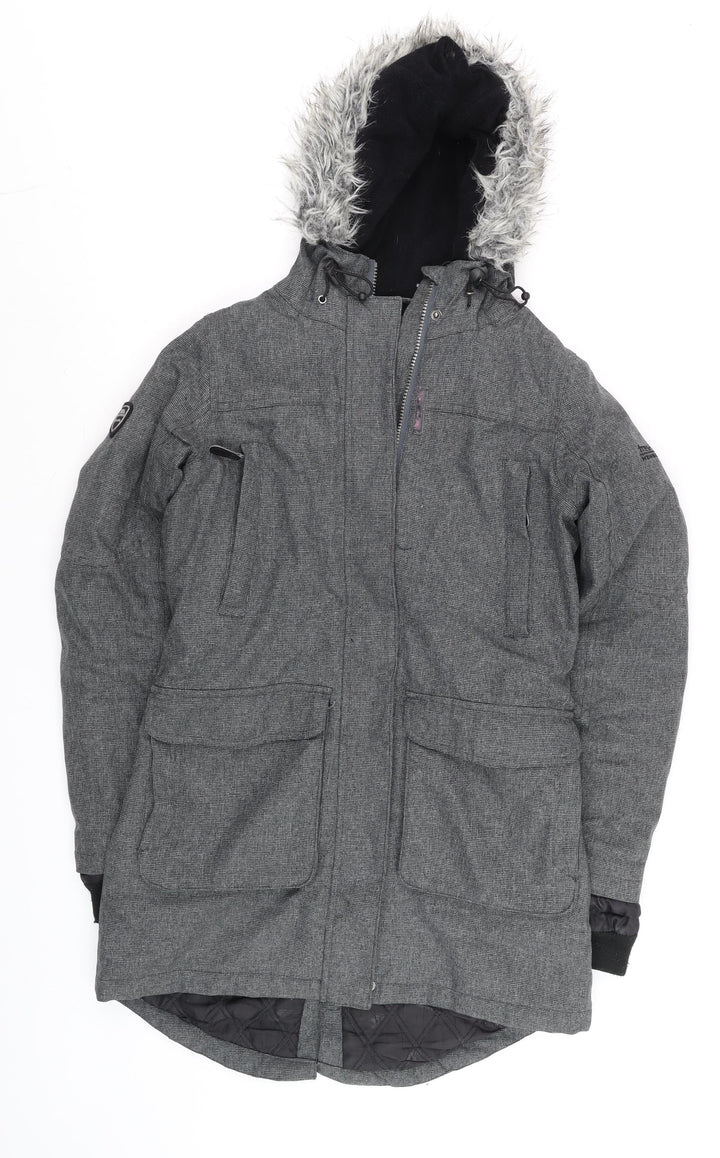 Trespass Men's Grey XS Waterproof Winter Parka Coat Faux Fur Hood