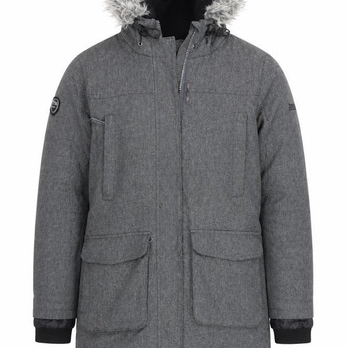 Trespass Men's Grey XS Waterproof Winter Parka Coat Faux Fur Hood