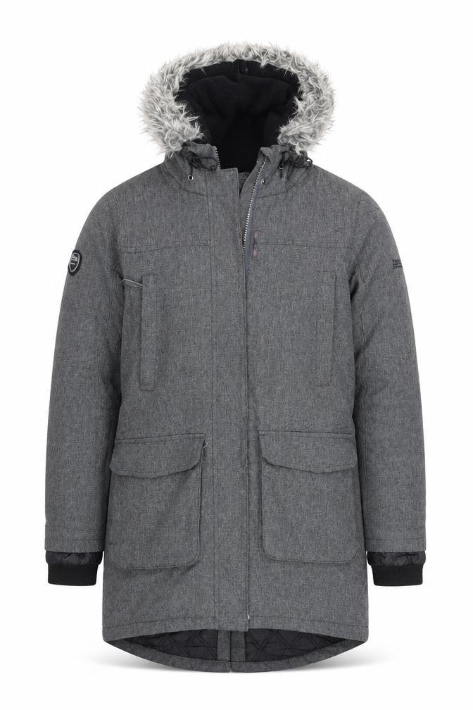 Trespass Men's Grey XS Waterproof Winter Parka Coat Faux Fur Hood
