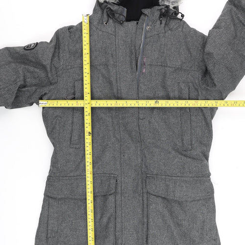Trespass Men's Grey XS Waterproof Winter Parka Coat Faux Fur Hood