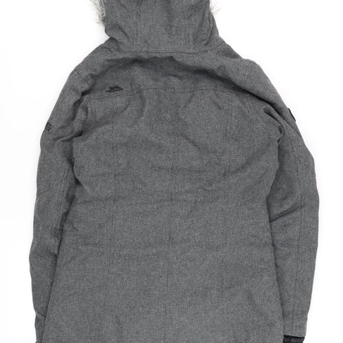 Trespass Men's Grey XS Waterproof Winter Parka Coat Faux Fur Hood