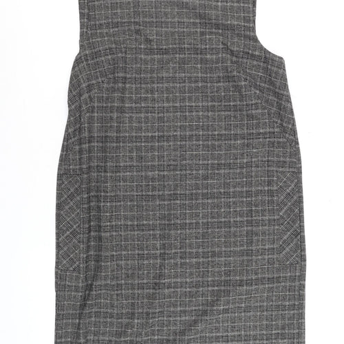 Zara Women Grey Check Shift Dress Size 14 Workwear Sleeveless