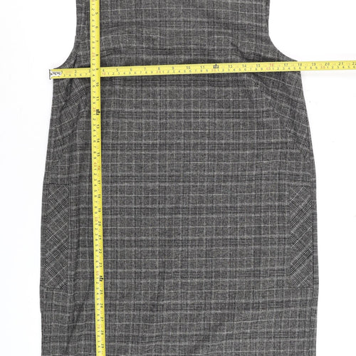 Zara Women Grey Check Shift Dress Size 14 Workwear Sleeveless