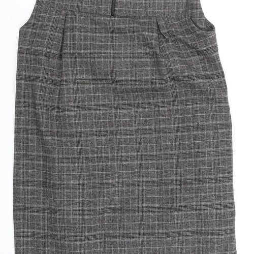 Zara Women Grey Check Shift Dress Size 14 Workwear Sleeveless