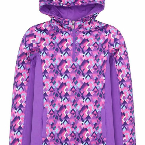 Dunnes Stores Girls Purple Geometric Hooded 1/4 Zip Activewear Jacket 10-11 Years