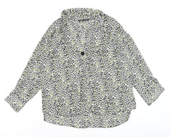 ZARA Women’s Multicoloured Animal Print Collared Cropped Blouse Size XL
