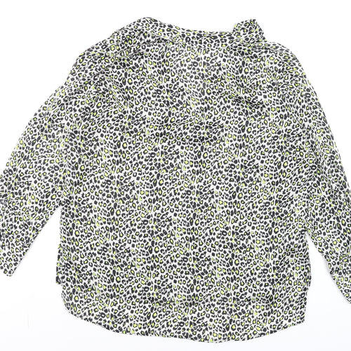 ZARA Women’s Multicoloured Animal Print Collared Cropped Blouse Size XL