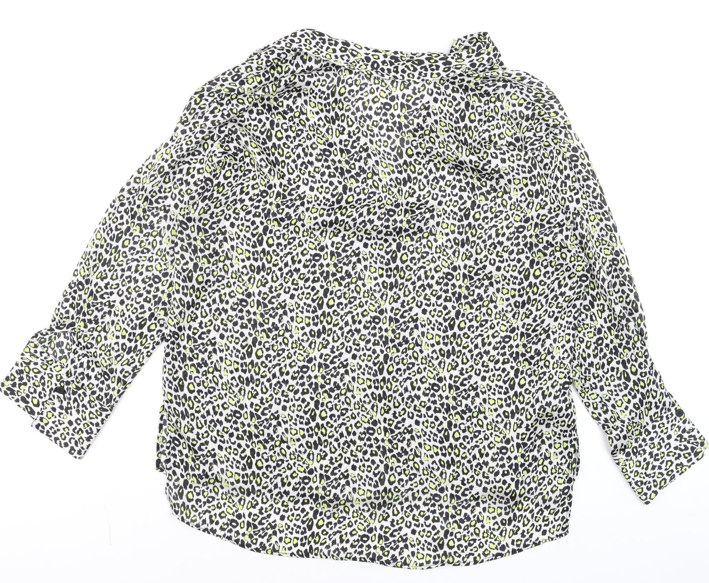 ZARA Women’s Multicoloured Animal Print Collared Cropped Blouse Size XL