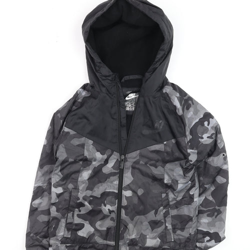 Nike Boys Black Camouflage Hooded Windbreaker Jacket 5-6 Years