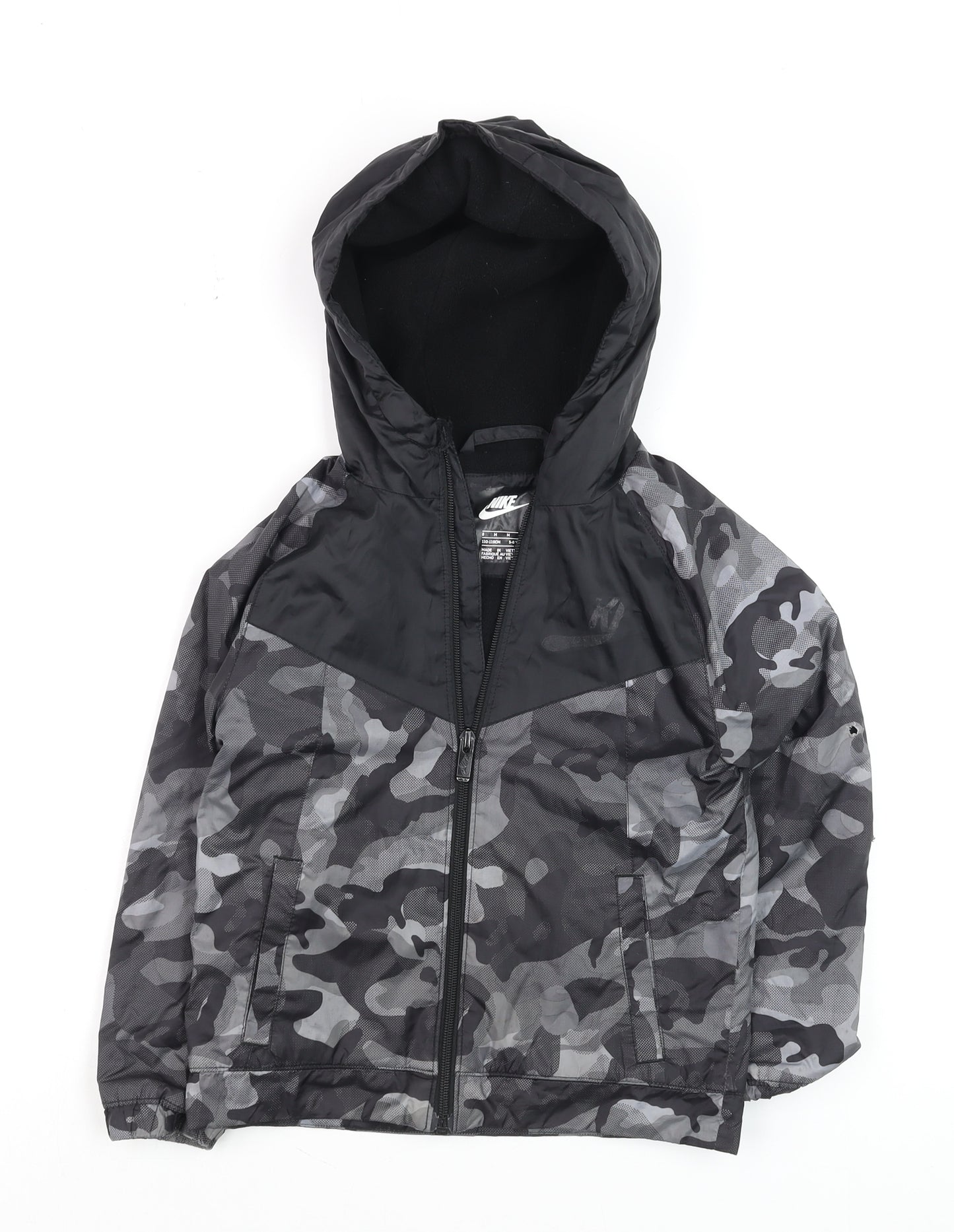 Nike Boys Black Camouflage Hooded Windbreaker Jacket 5-6 Years