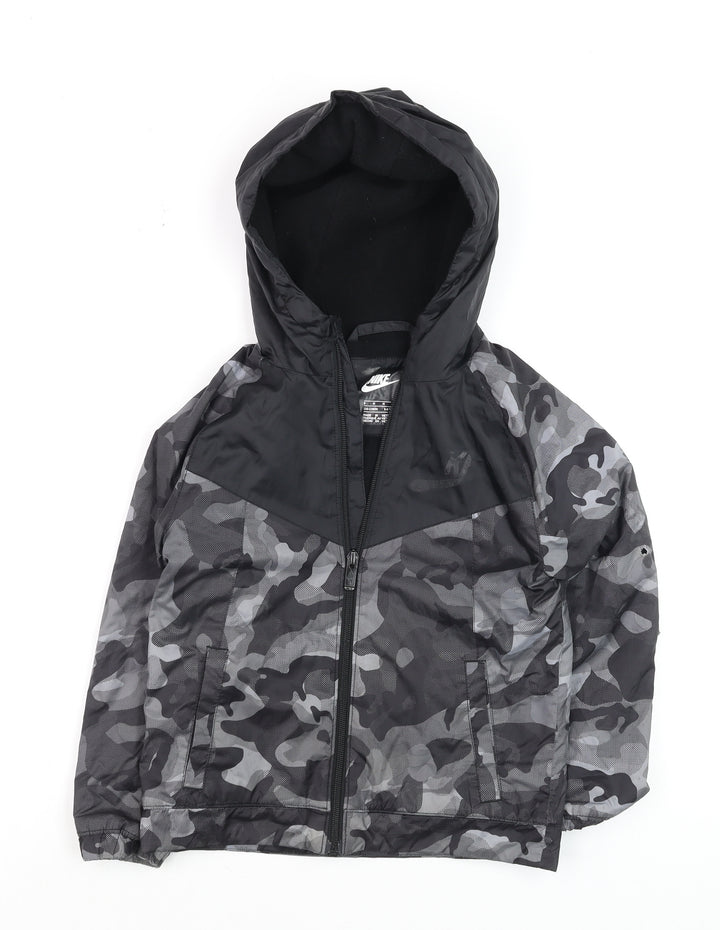 Nike Boys Black Camouflage Hooded Windbreaker Jacket 5-6 Years