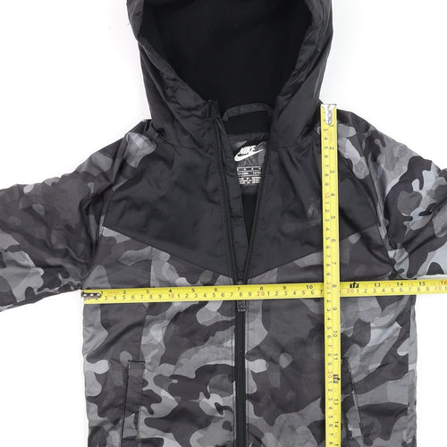 Nike Boys Black Camouflage Hooded Windbreaker Jacket 5-6 Years
