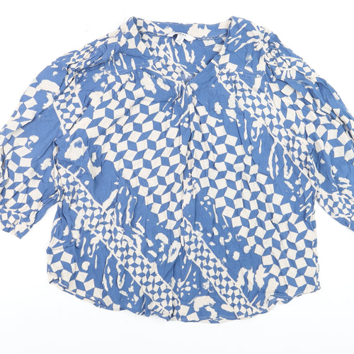 Next Women's Blue Geometric Viscose Tunic Blouse Size 18