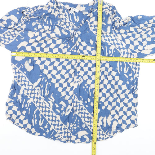 Next Women's Blue Geometric Viscose Tunic Blouse Size 18