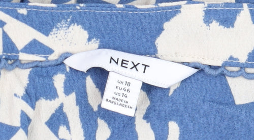 Next Women's Blue Geometric Viscose Tunic Blouse Size 18