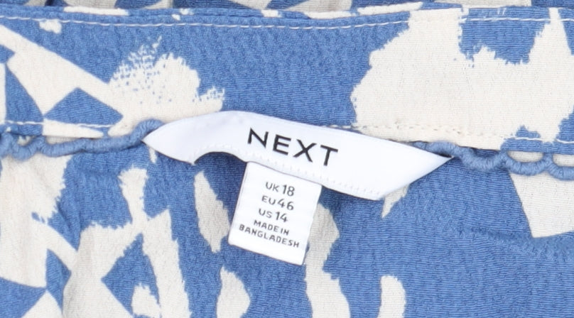 Next Women's Blue Geometric Viscose Tunic Blouse Size 18