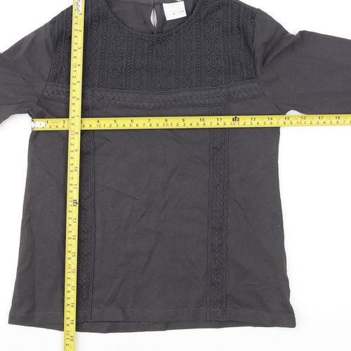 Zara Girls Black Long Sleeve Lace Cotton Blouse 10 Years