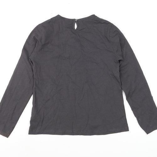 Zara Girls Black Long Sleeve Lace Cotton Blouse 10 Years