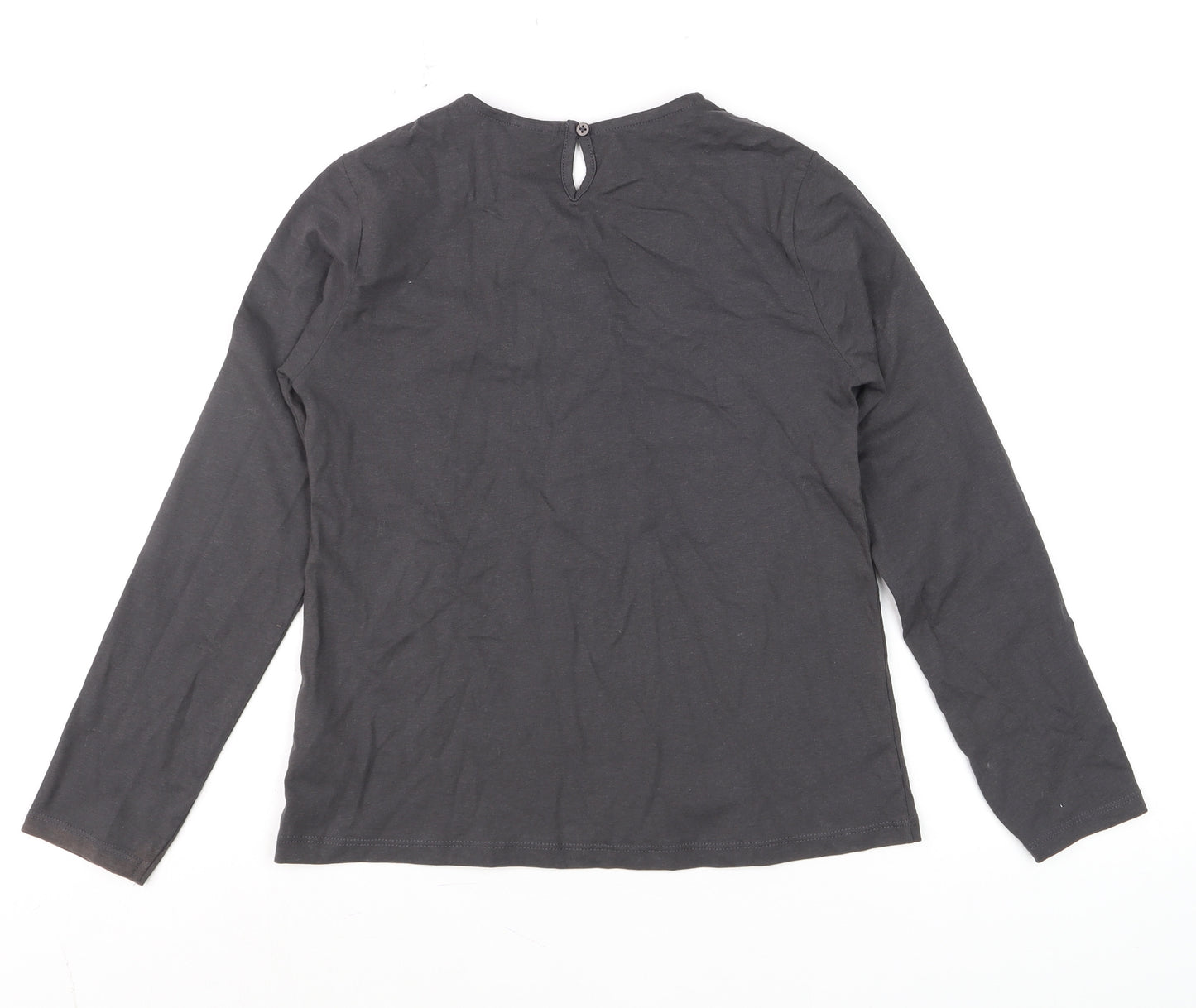 Zara Girls Black Long Sleeve Lace Cotton Blouse 10 Years