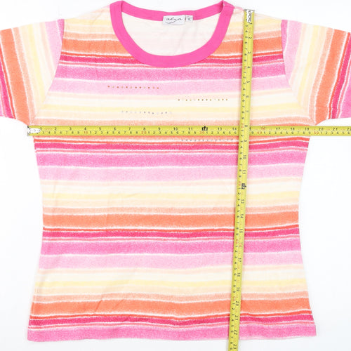 Aliija Womens Multicoloured Striped Cotton T-Shirt XL
