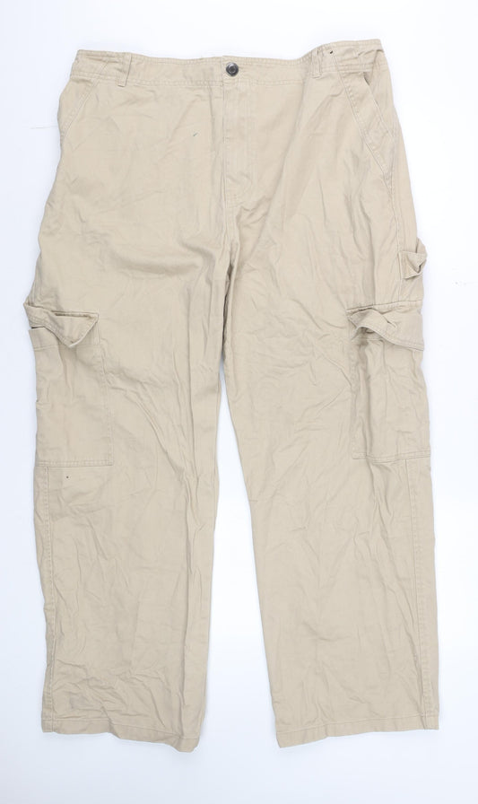 Dunnes Womens Beige Cargo Trousers Size 20 Cotton Elastic Waist