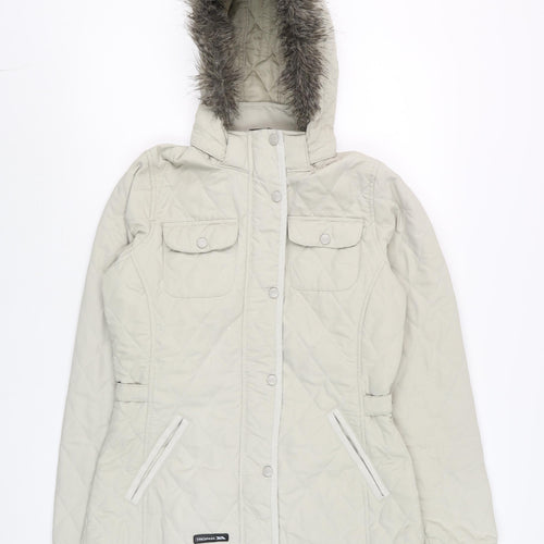 Trespass Women's Beige Quilted Hooded Puffer Jacket Size S