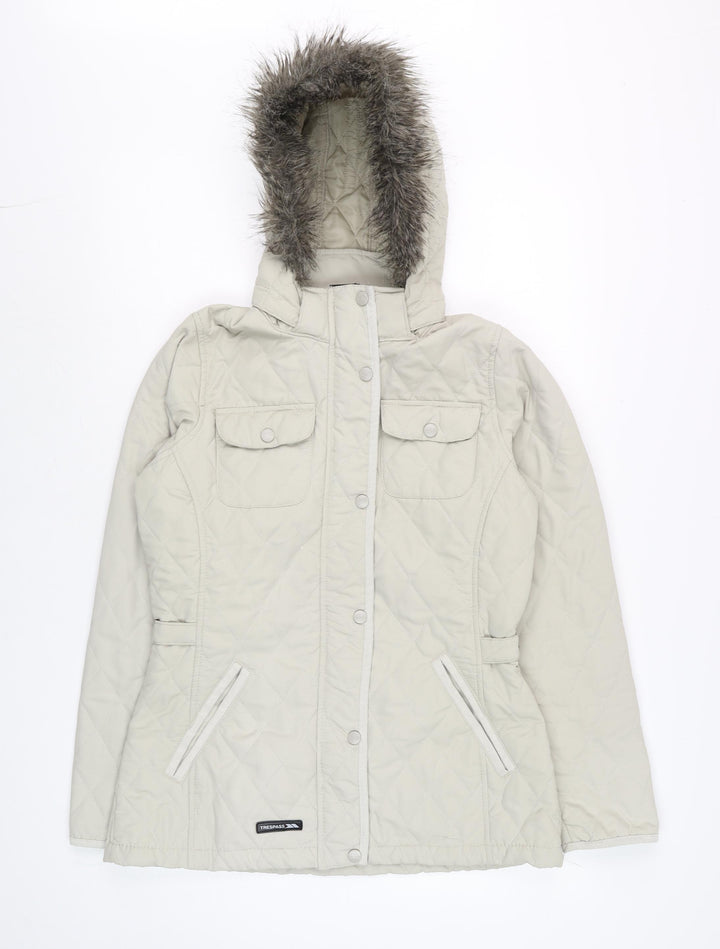 Trespass Women's Beige Quilted Hooded Puffer Jacket Size S