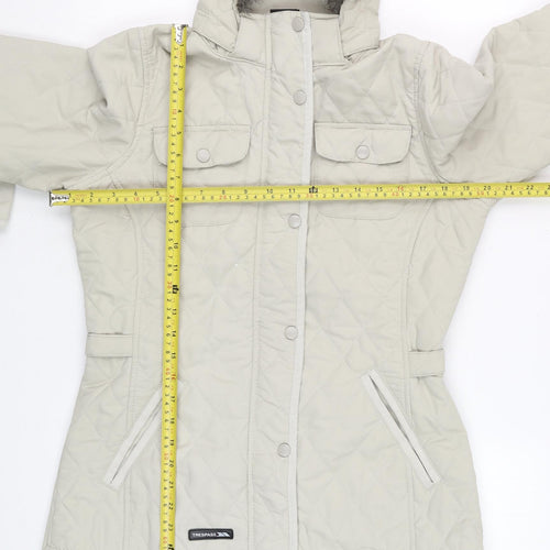 Trespass Women's Beige Quilted Hooded Puffer Jacket Size S
