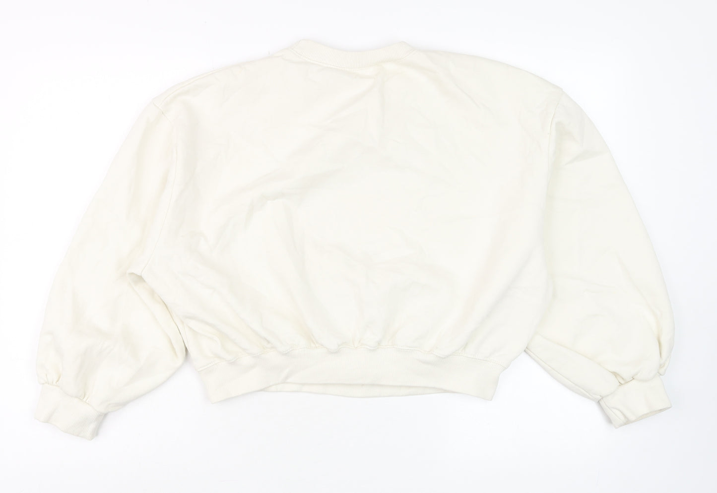 Zara Women Ivory Crew Neck Pullover Sweatshirt Size M