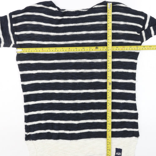 Superdry Womens Blue White Striped Knit Pullover Jumper XS