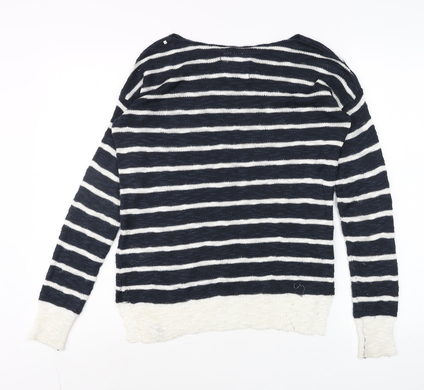 Superdry Womens Blue White Striped Knit Pullover Jumper XS