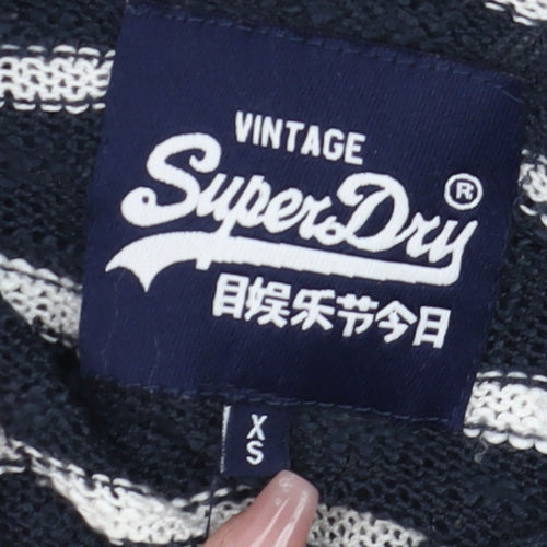 Superdry Womens Blue White Striped Knit Pullover Jumper XS