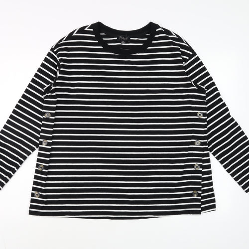 Next Maternity Black White Striped Long Sleeve Cotton T-Shirt UK 14