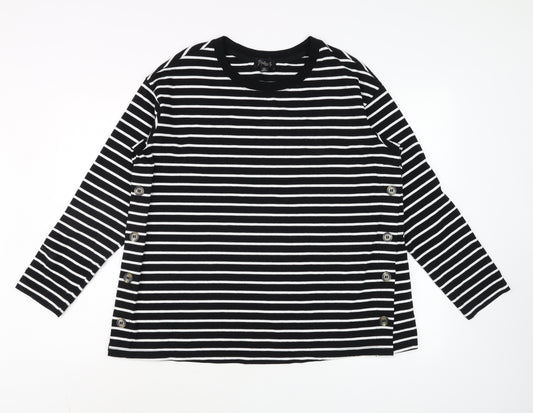 Next Maternity Black White Striped Long Sleeve Cotton T-Shirt UK 14