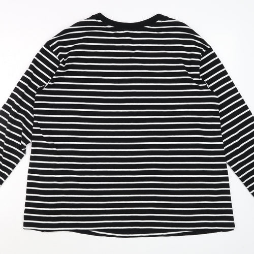 Next Maternity Black White Striped Long Sleeve Cotton T-Shirt UK 14
