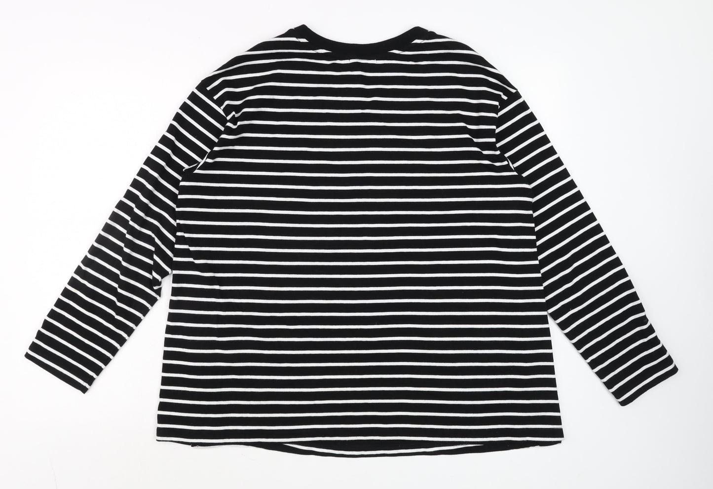 Next Maternity Black White Striped Long Sleeve Cotton T-Shirt UK 14