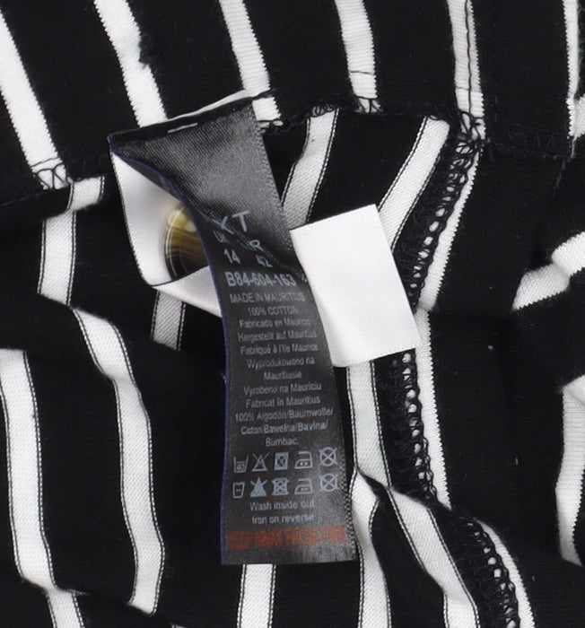Next Maternity Black White Striped Long Sleeve Cotton T-Shirt UK 14
