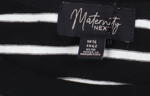 Next Maternity Black White Striped Long Sleeve Cotton T-Shirt UK 14