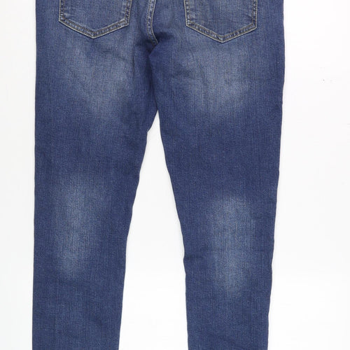 BoohooMAN Men's Blue 32 Slim Fit Distressed Skinny Jeans