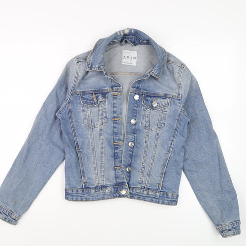 Denim Co. Women's Blue Cropped Denim Jacket Size 8