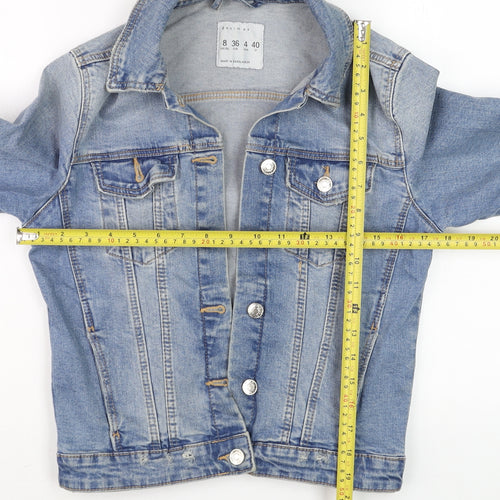 Denim Co. Women's Blue Cropped Denim Jacket Size 8