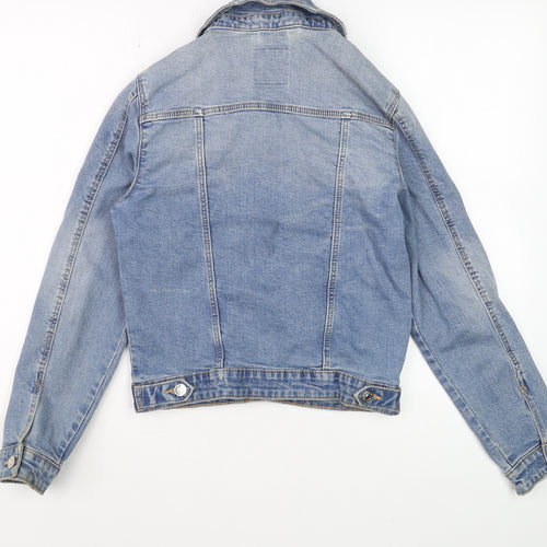 Denim Co. Women's Blue Cropped Denim Jacket Size 8