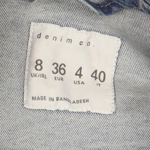Denim Co. Women's Blue Cropped Denim Jacket Size 8