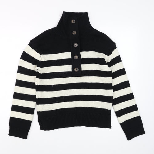 Marks and Spencer Per Una Women's Black Striped High Neck Jumper Size S